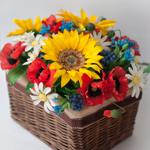 Сахарные цветы - корзинка с цветами. Код: ЦС-022